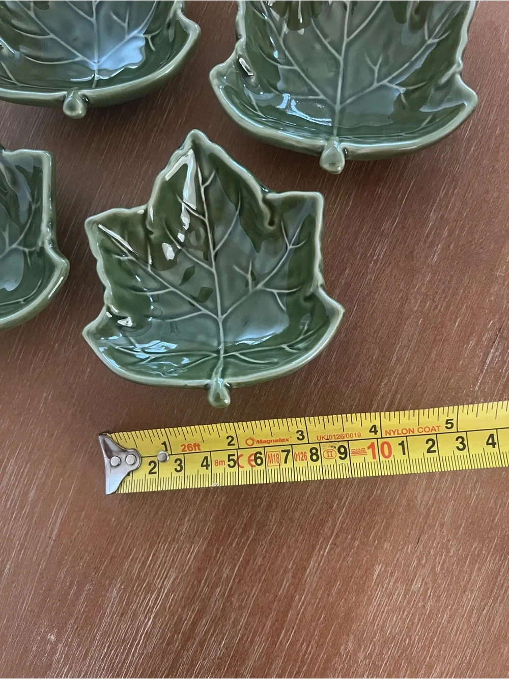 Pottery Barn Leaf Dipping Bowls - Green Leaf Ceramic Set